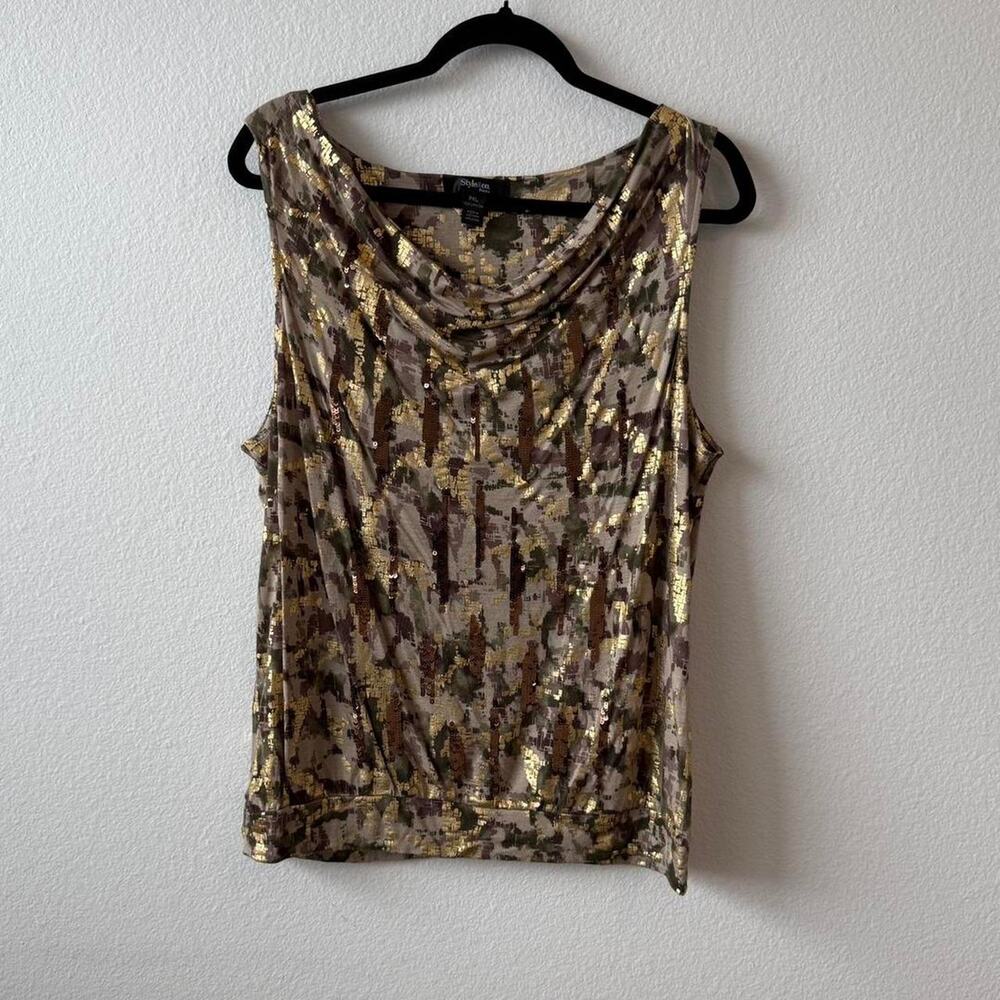 Vintage green camo print top